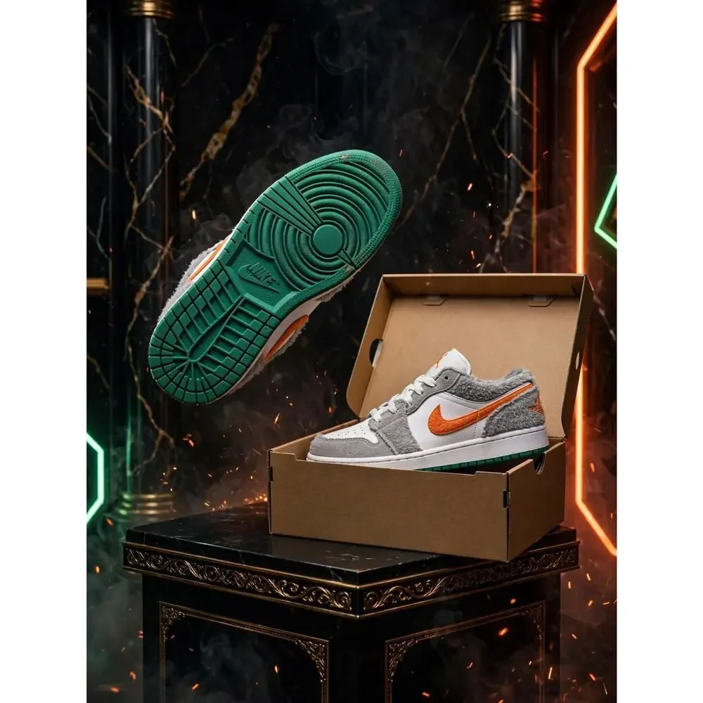 6Y = 7.5W - Jordan 1 Low Rabbit SE DZ6333-083 Grey Orange Green GS
